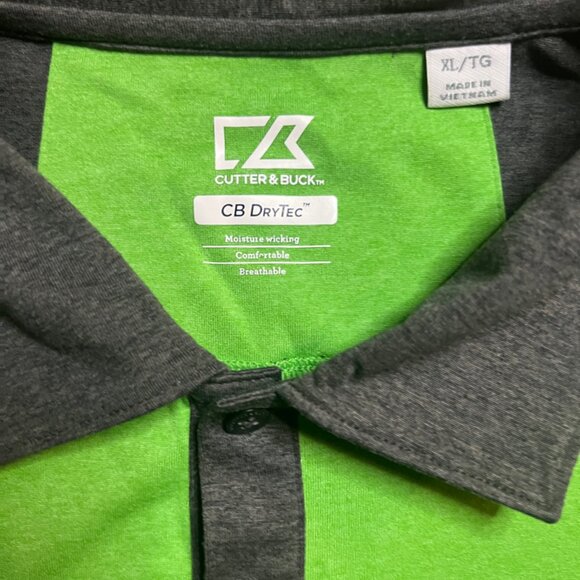 Cutters &‎ Buck CB Dry Tec Men XL Green Gray Button Polo Wicking Breathable (Z) - Picture 4 of 7